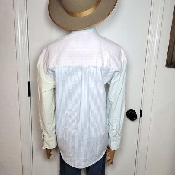 Abercrombie & Fitch Oversized Pinstripe Colorful Colorblock Button Up Size XS - Picture 7 of 10